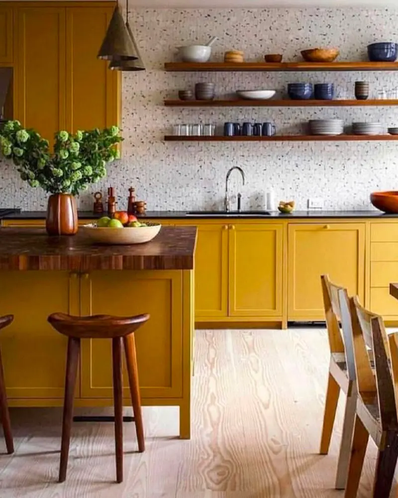 deco cuisine campagne jaune moutarde
