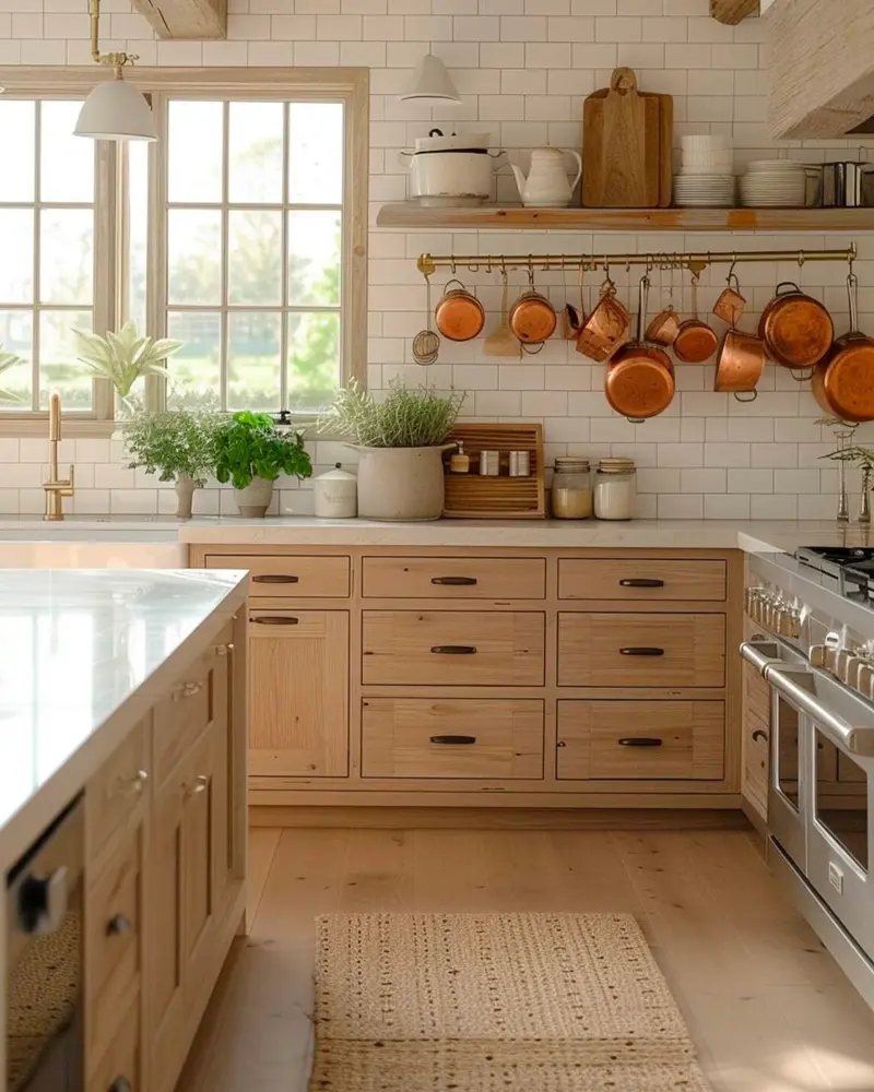 deco cuisine campagne moderne bois cuivre