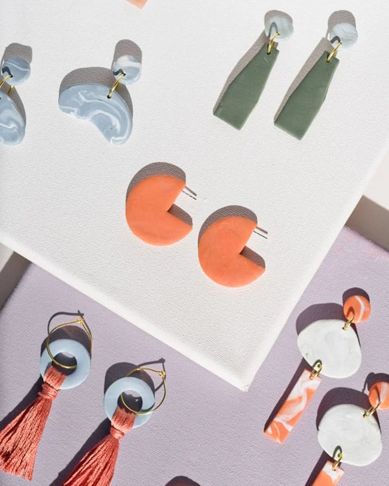 boucle oreille diy geometrique pate polymere