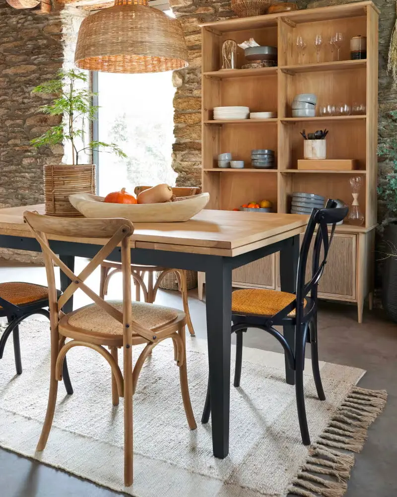 chaise campagne noir tressage
