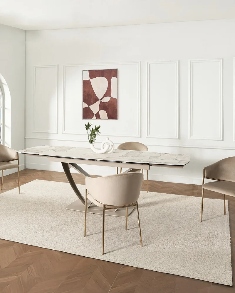 Chaise en velours beige Vente-unique