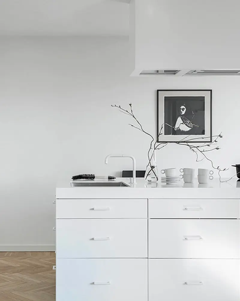 deco appartement moderne scandinave noir blanc cuisine
