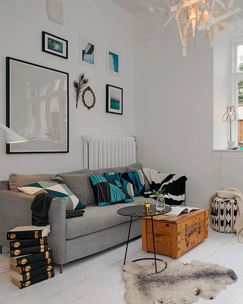 deco appartement recup noir blanc salon