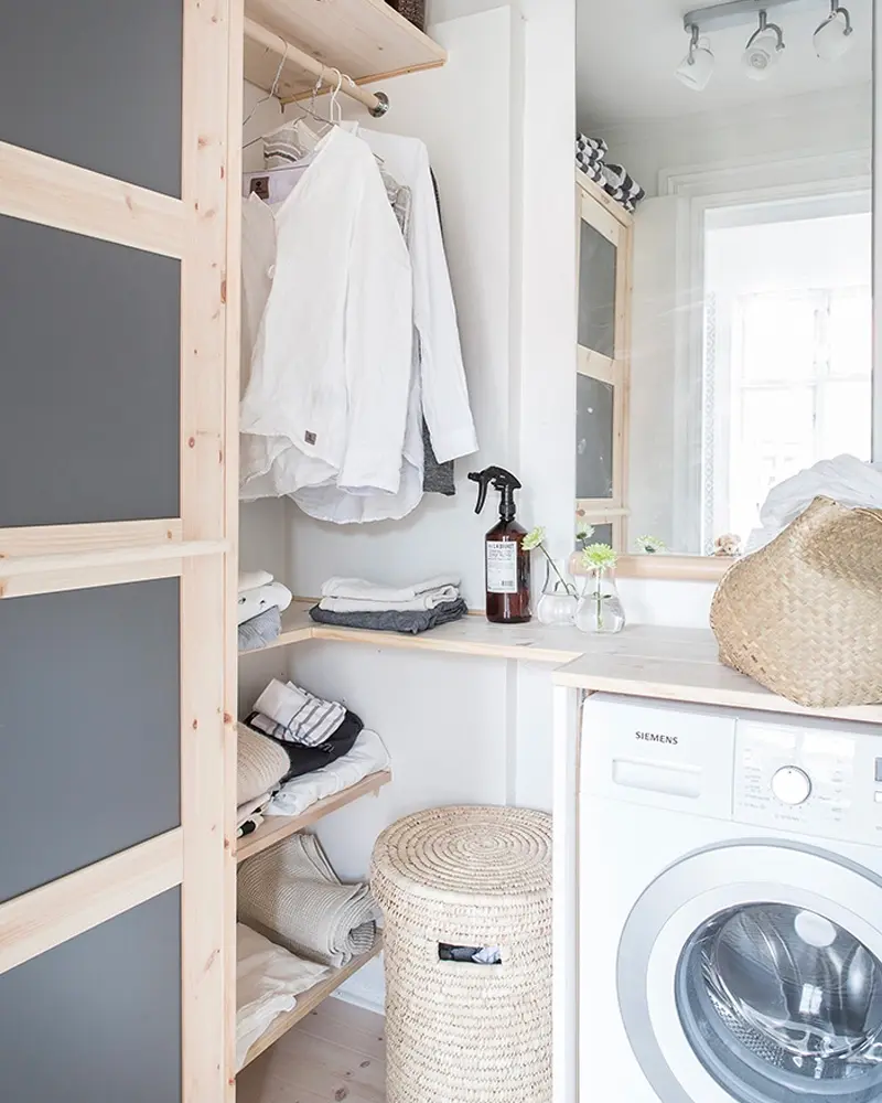 deco appartement scandinave blanc bois buanderie