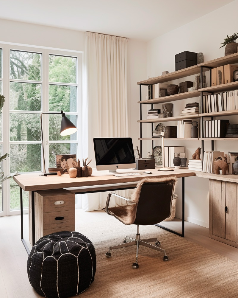 deco bureau ethnique bois