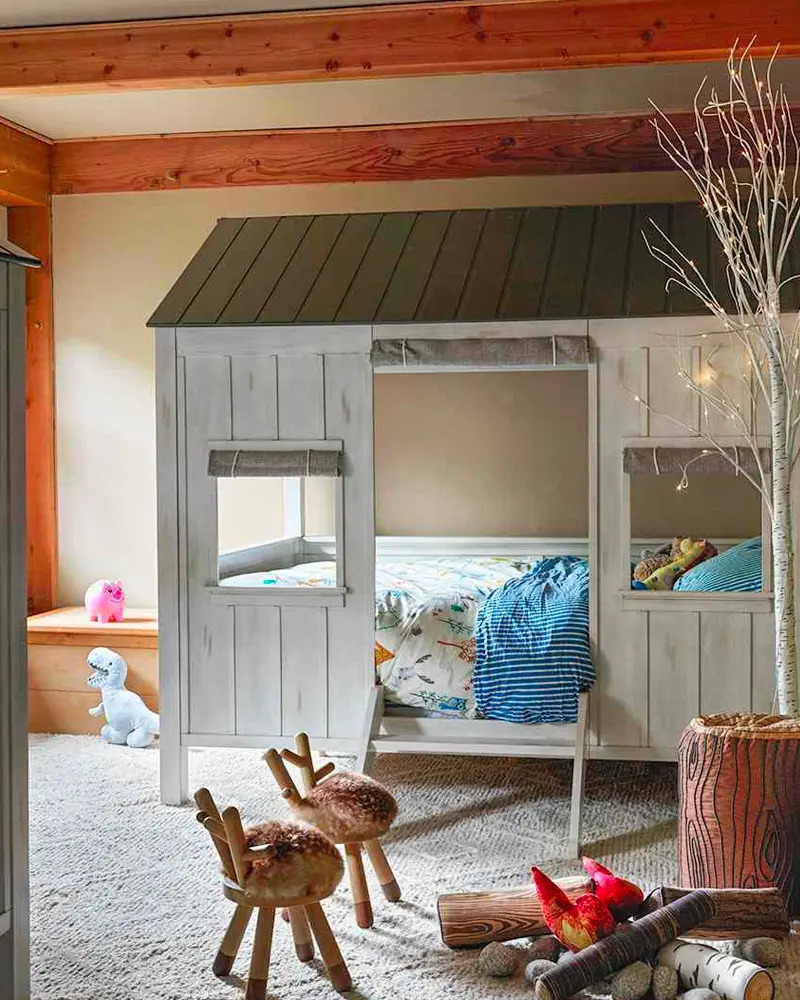 deco chambre enfant cabane gris