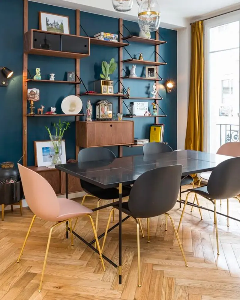 deco salle a manger chic bleu