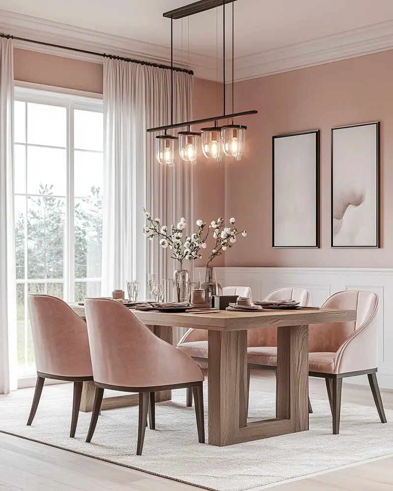 deco salle a manger chic rose