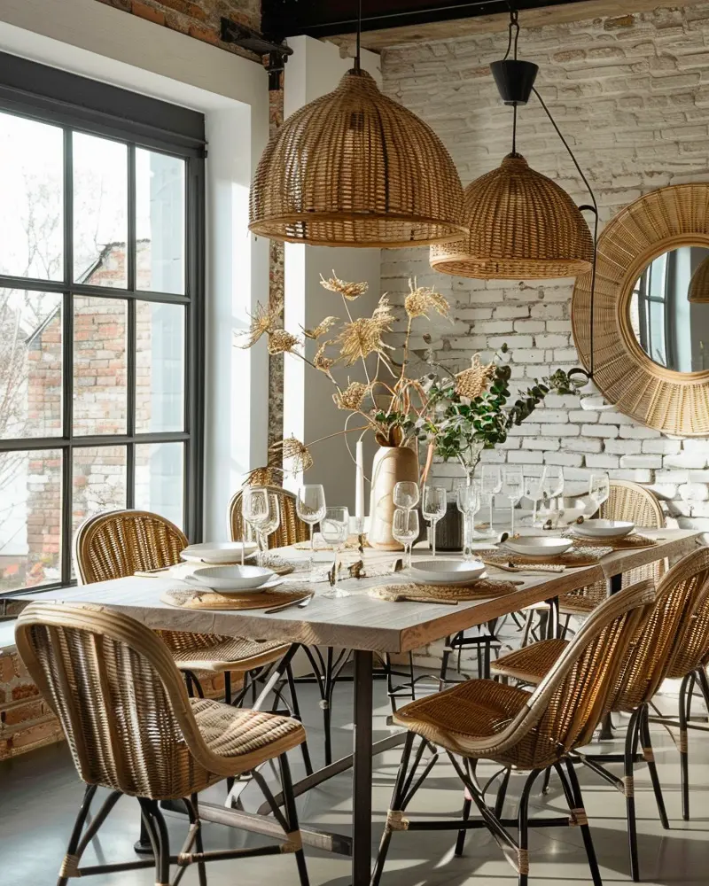 deco salle a manger rotin