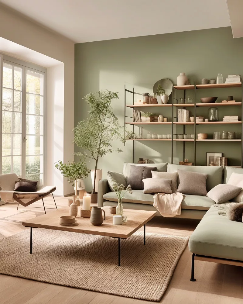 deco salon moderne vert sauge