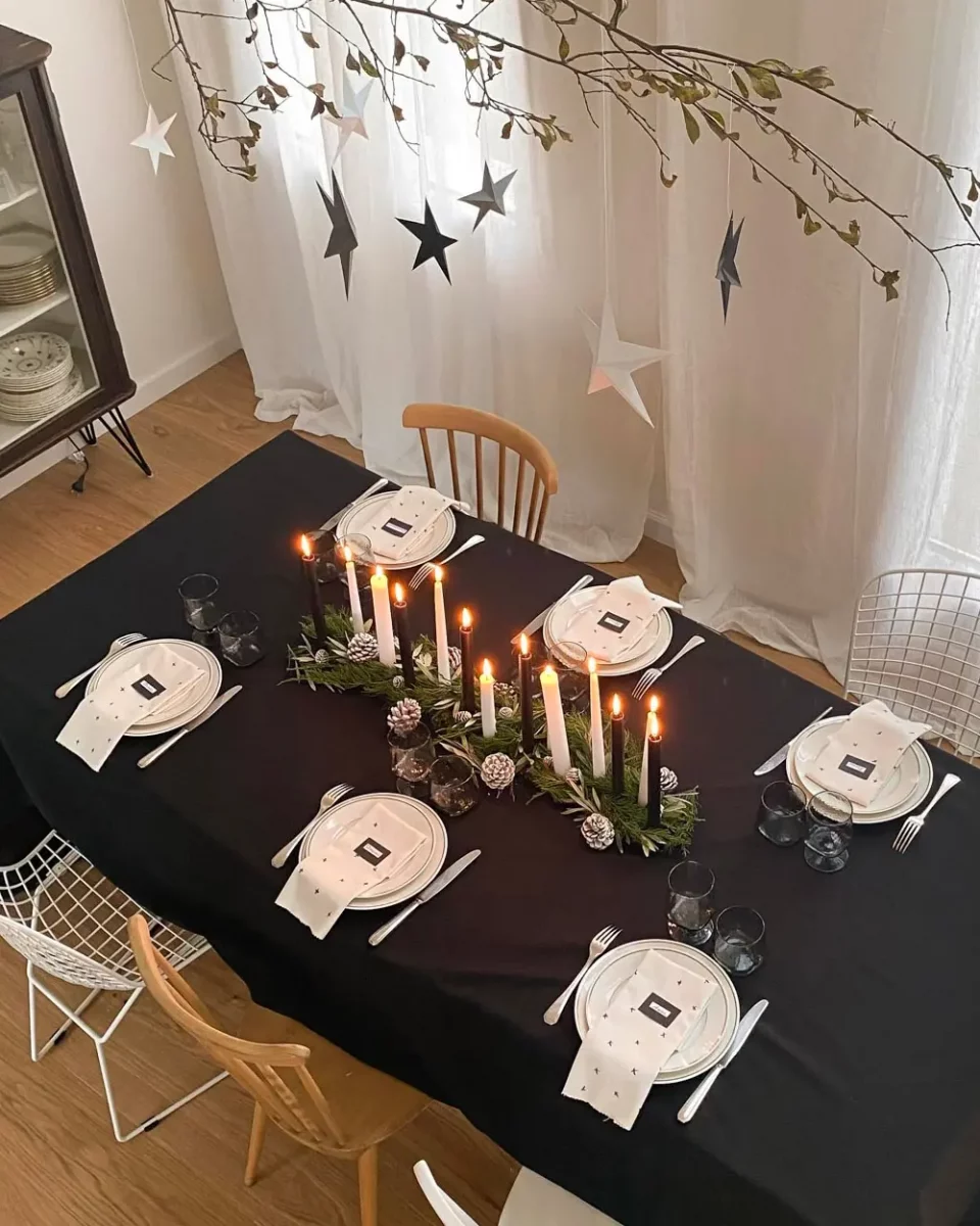deco table noel noir bois