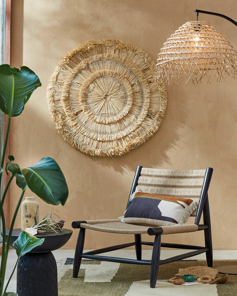 fauteuil ethnique noir sisal
