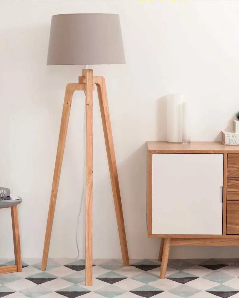 lampadaire scandinave gris bois