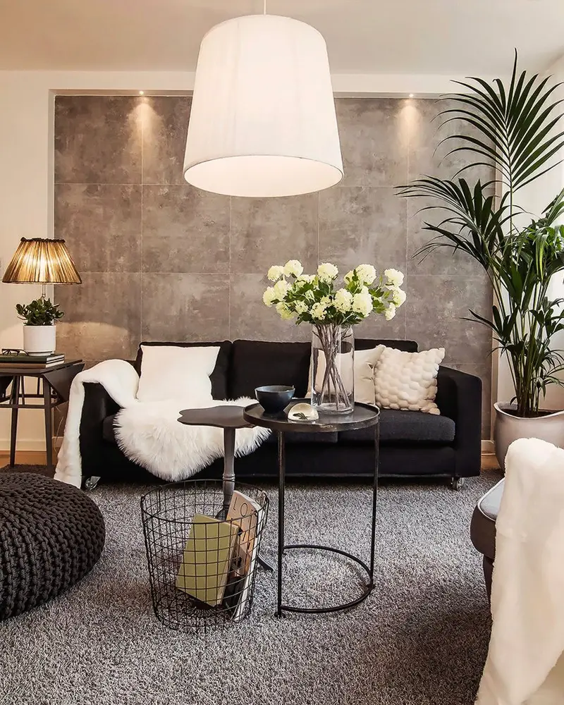 mur beton deco salon