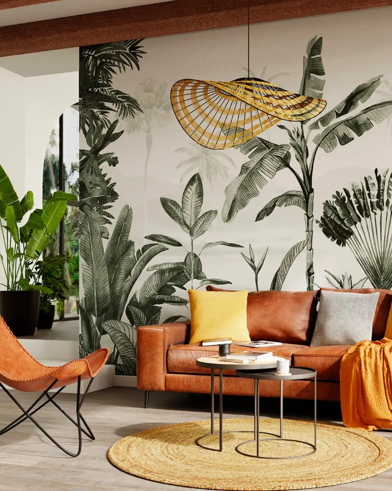 papier peint tropical deco salon