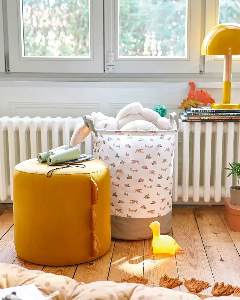 pouf enfant jaune moutarde