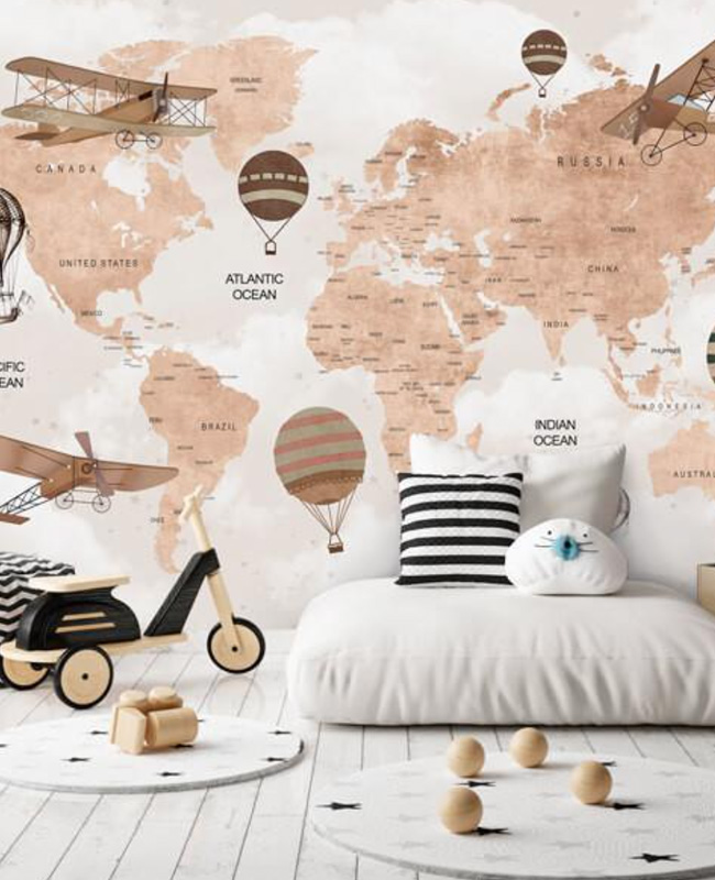 sticker carte murale voyage enfant