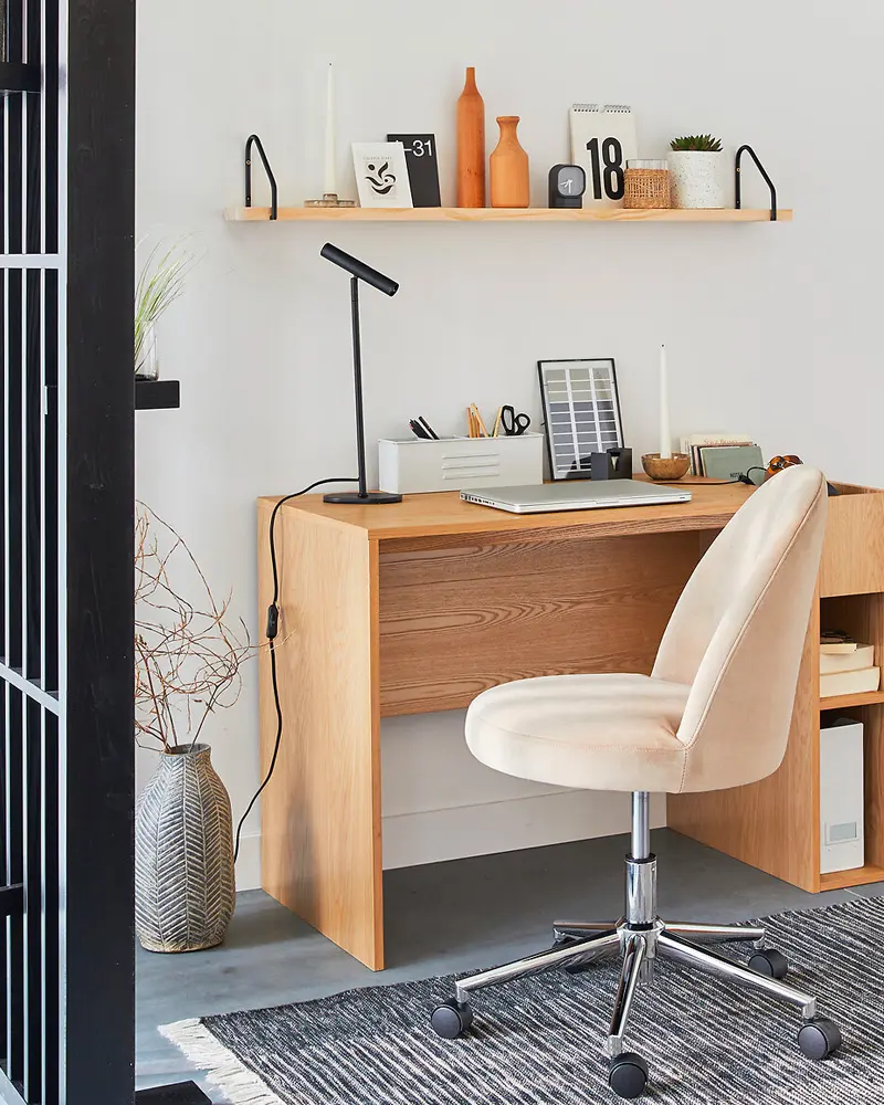chaise bureau velours beige