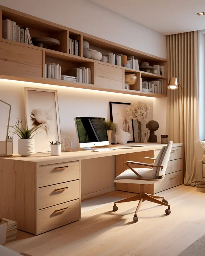 deco bureau nature moderne bois