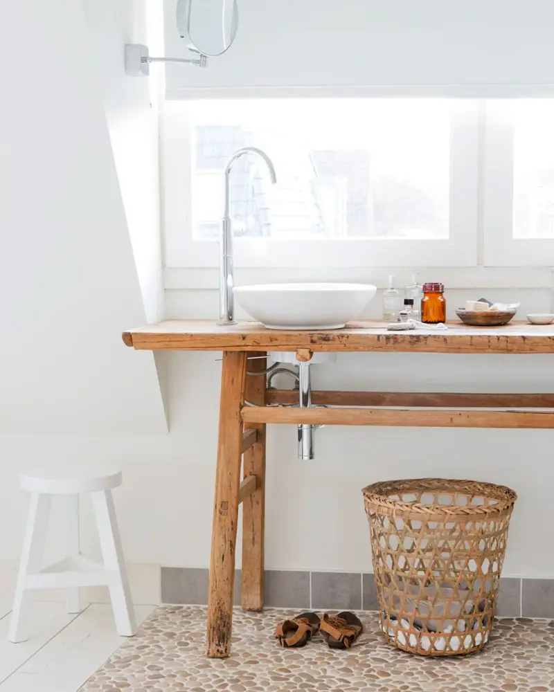 meuble vasque bois recup deco salle de bain cosy cocooning
