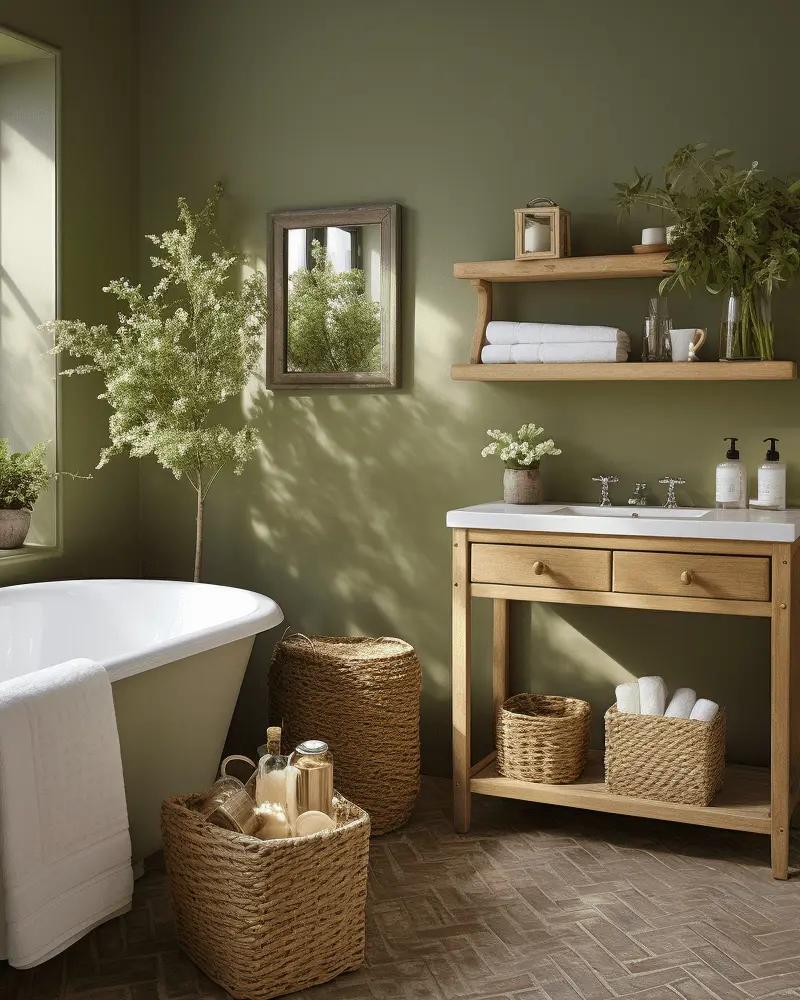 deco vert salle de bain nature