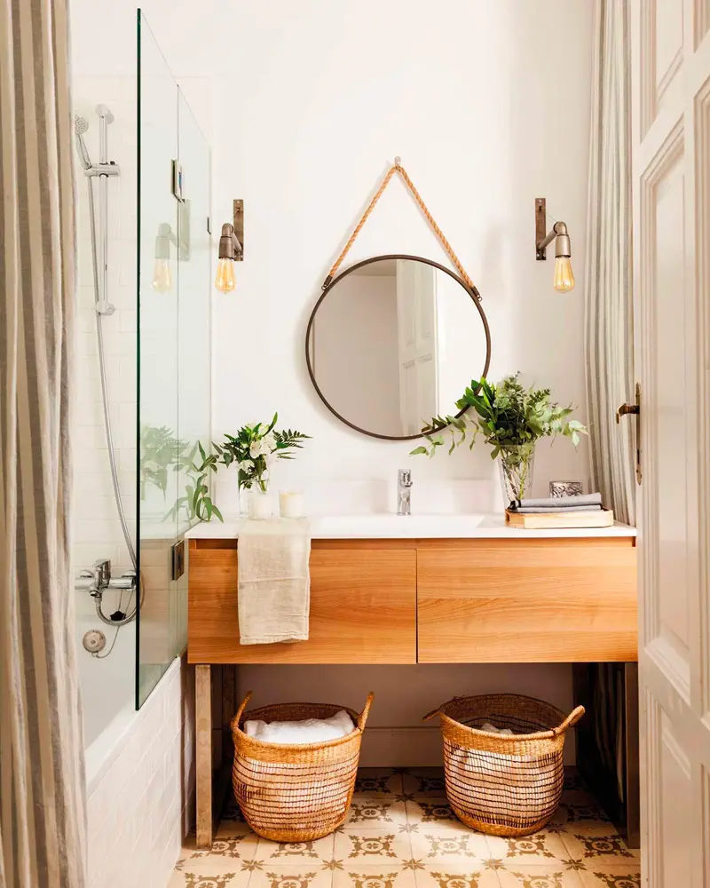 deco salle de bain nature bois