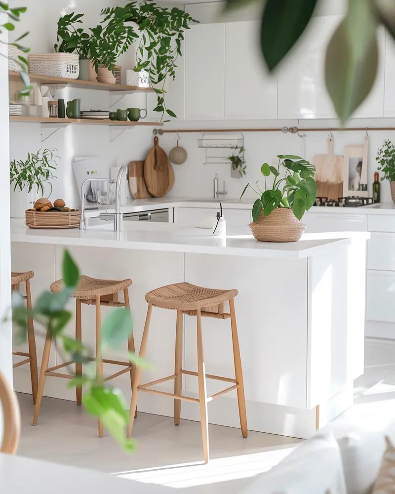 deco plantes cuisine blanche