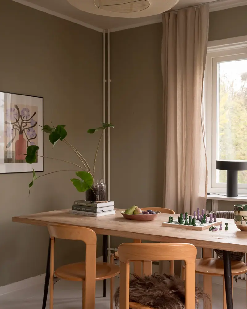 deco appartement naturel vert kaki salle a manger