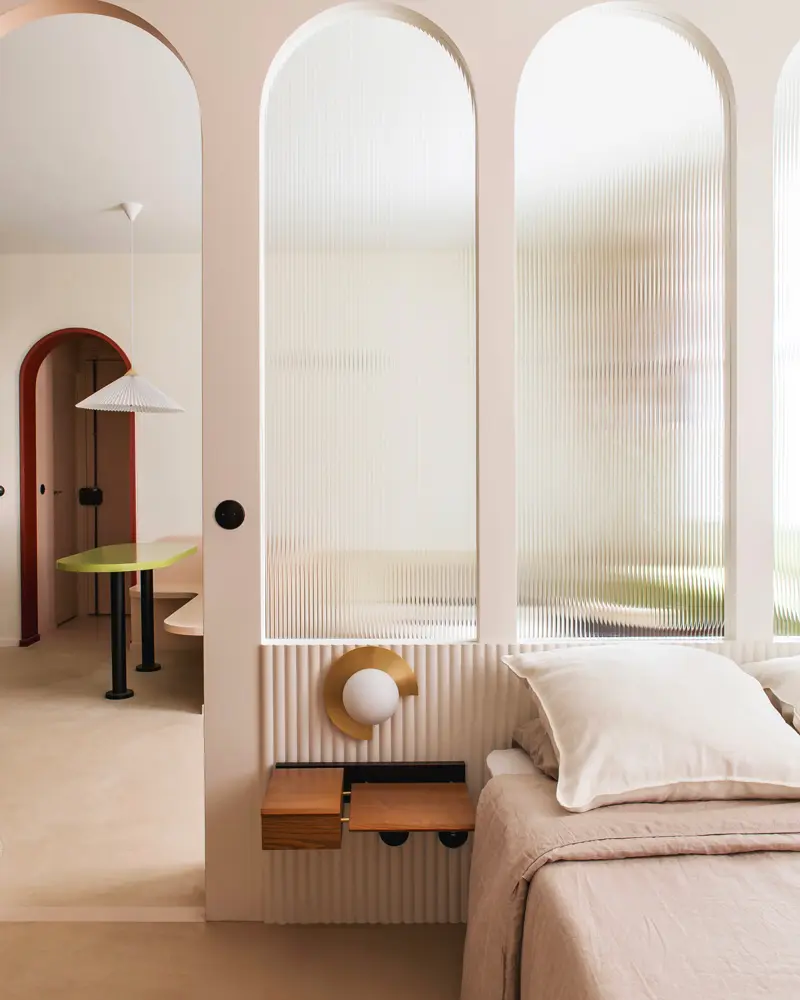 deco chambre separation arche verre strie