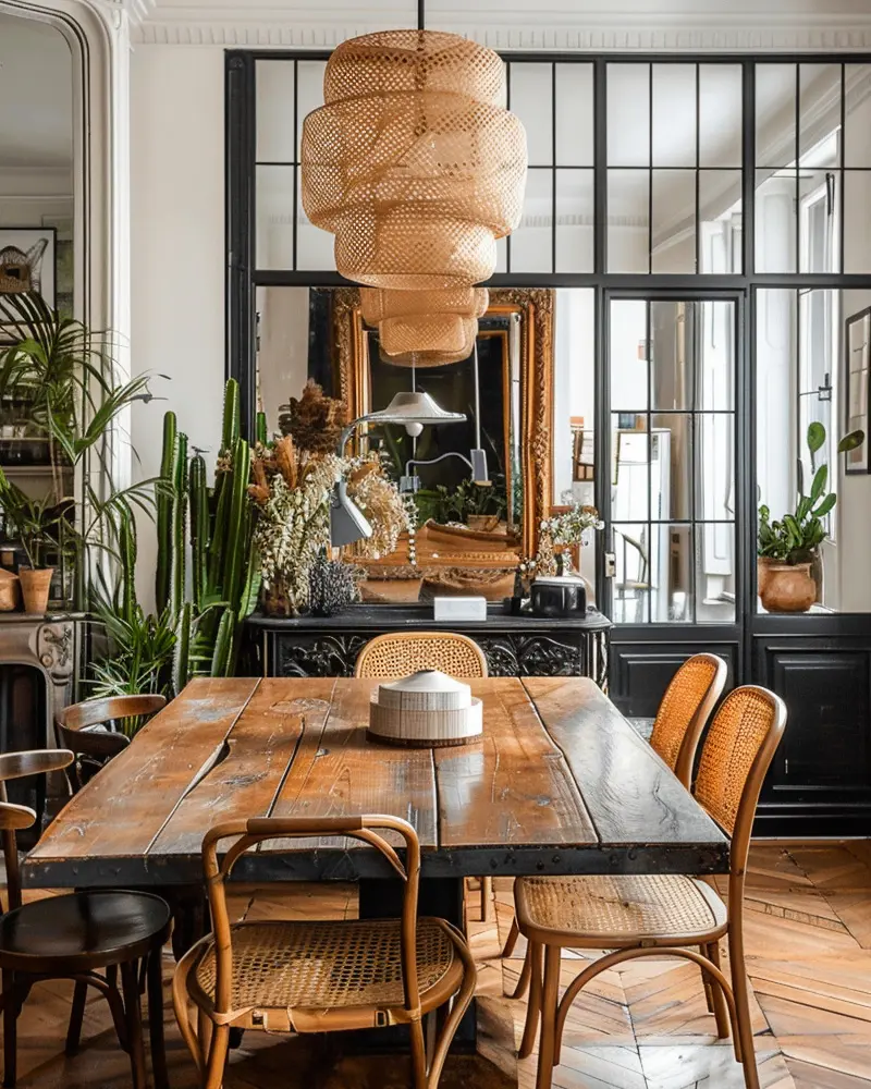 deco salle a manger rotin