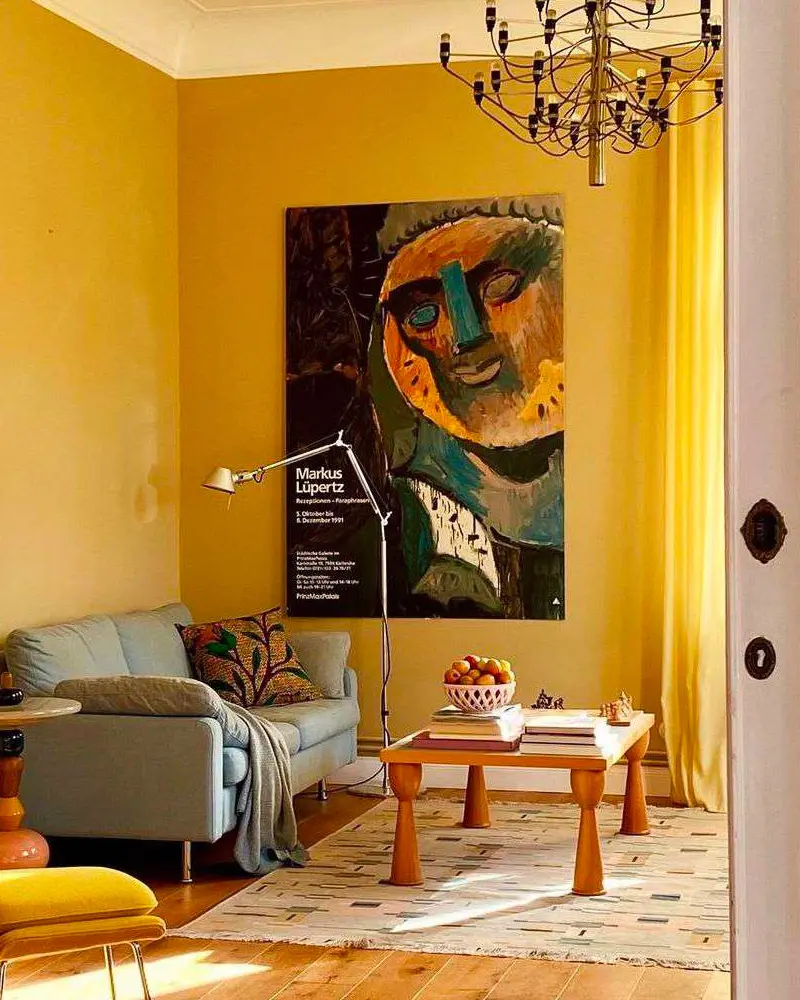 deco salon mur jaune