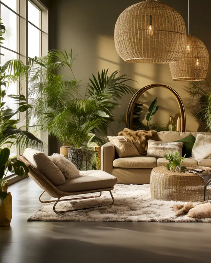 deco salon nature vert plantes