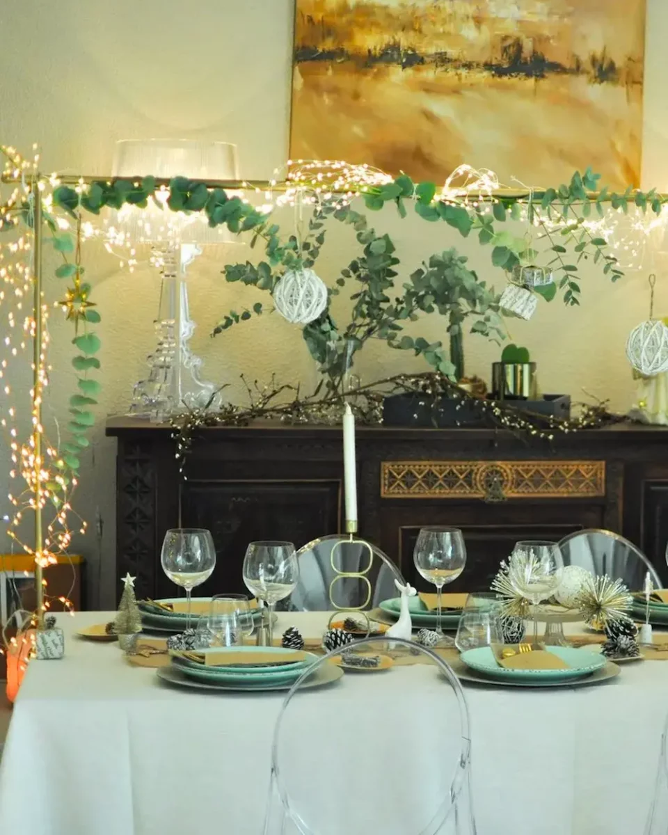 deco table noel vegetale eucalyptus