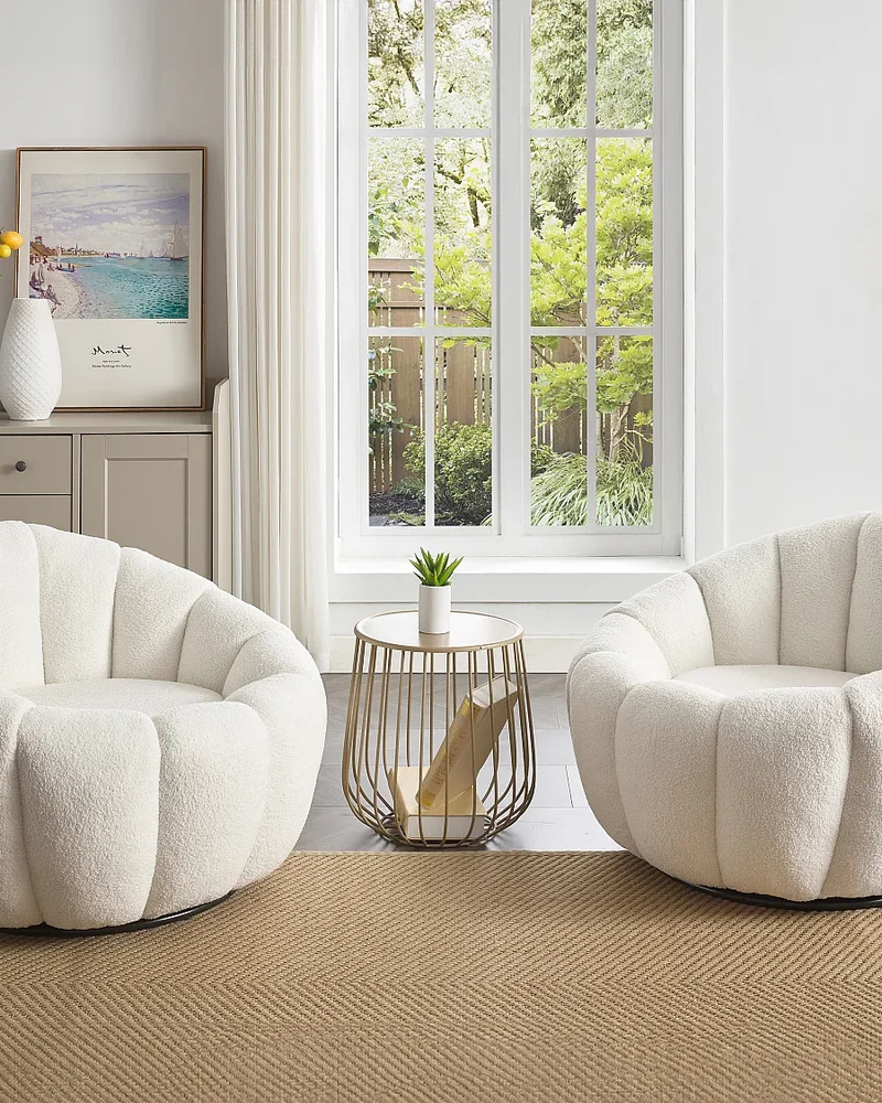 Fauteuil bouclette rond coquillage Vente-unique