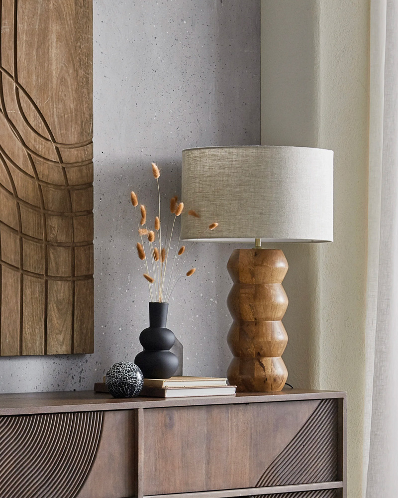 lampe bois tissu