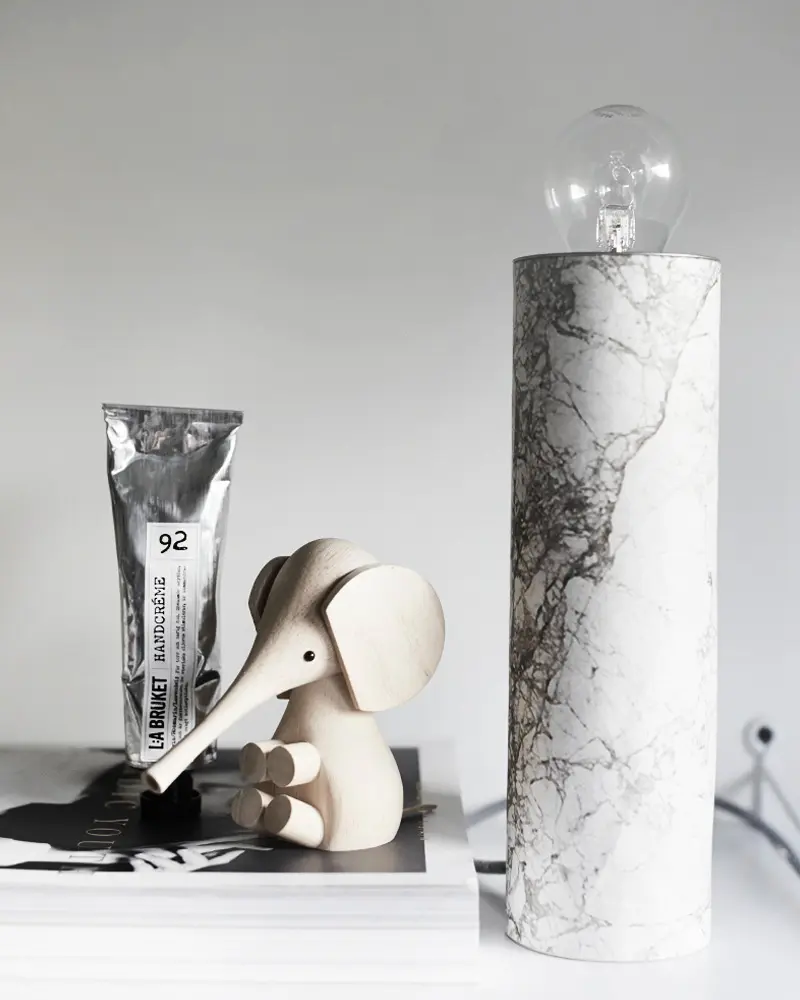 lampe tube marbre diy