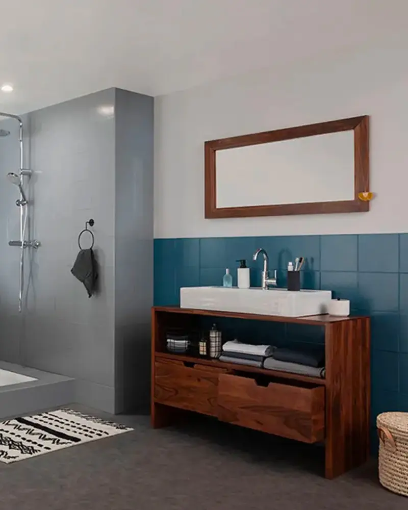 peinture bleue carrelage salle de bain