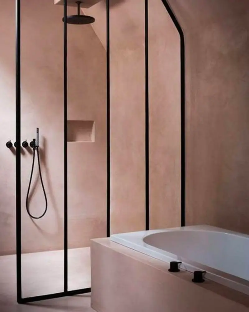deco salle de bain minimaliste beton rose