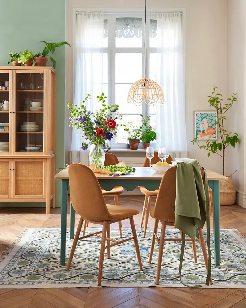 table a manger ondule vert bois