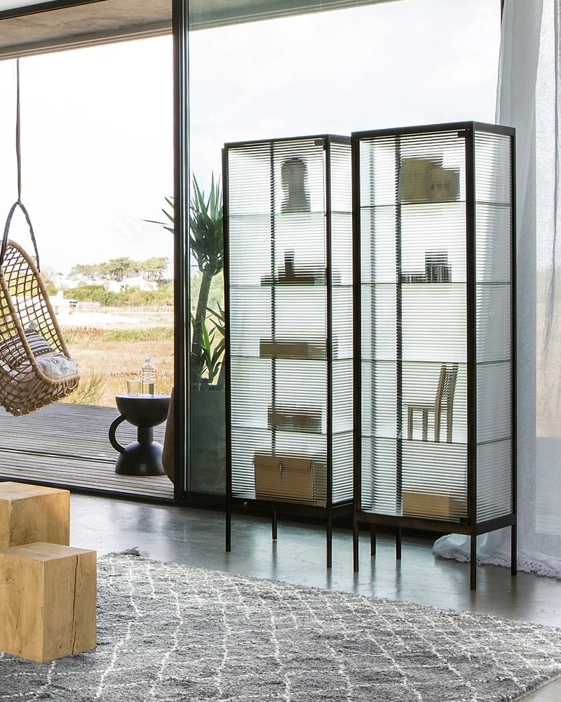 vitrine metal noir verre
