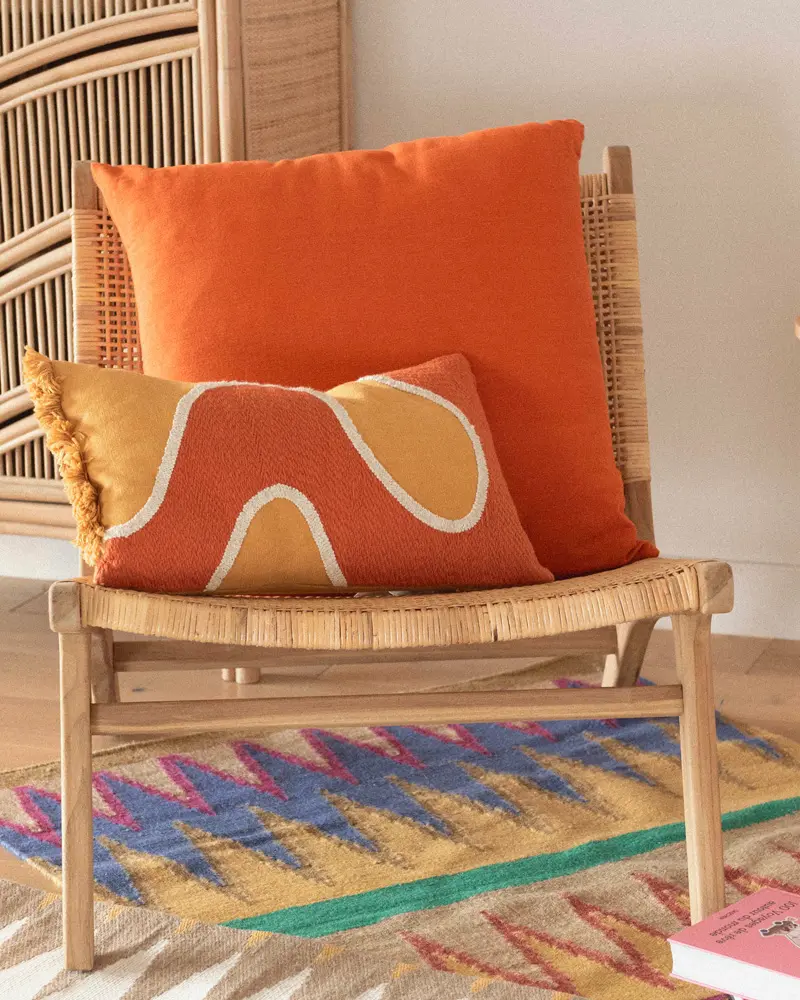 coussin orange jaune