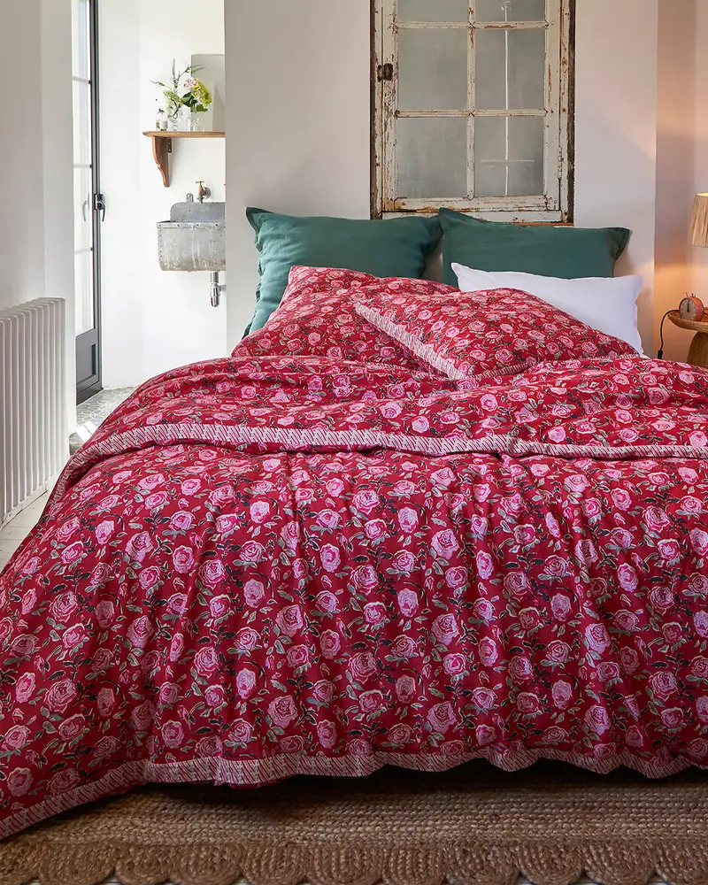 housse de couette rose bordeaux