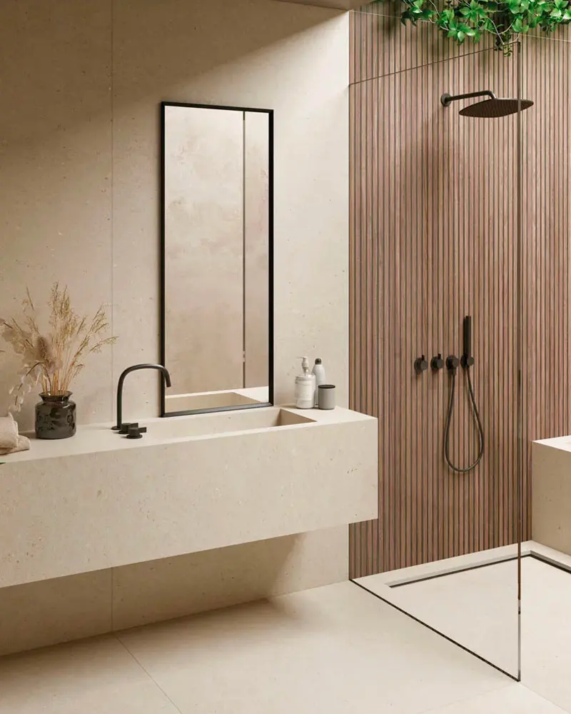 deco salle de bain beige bois