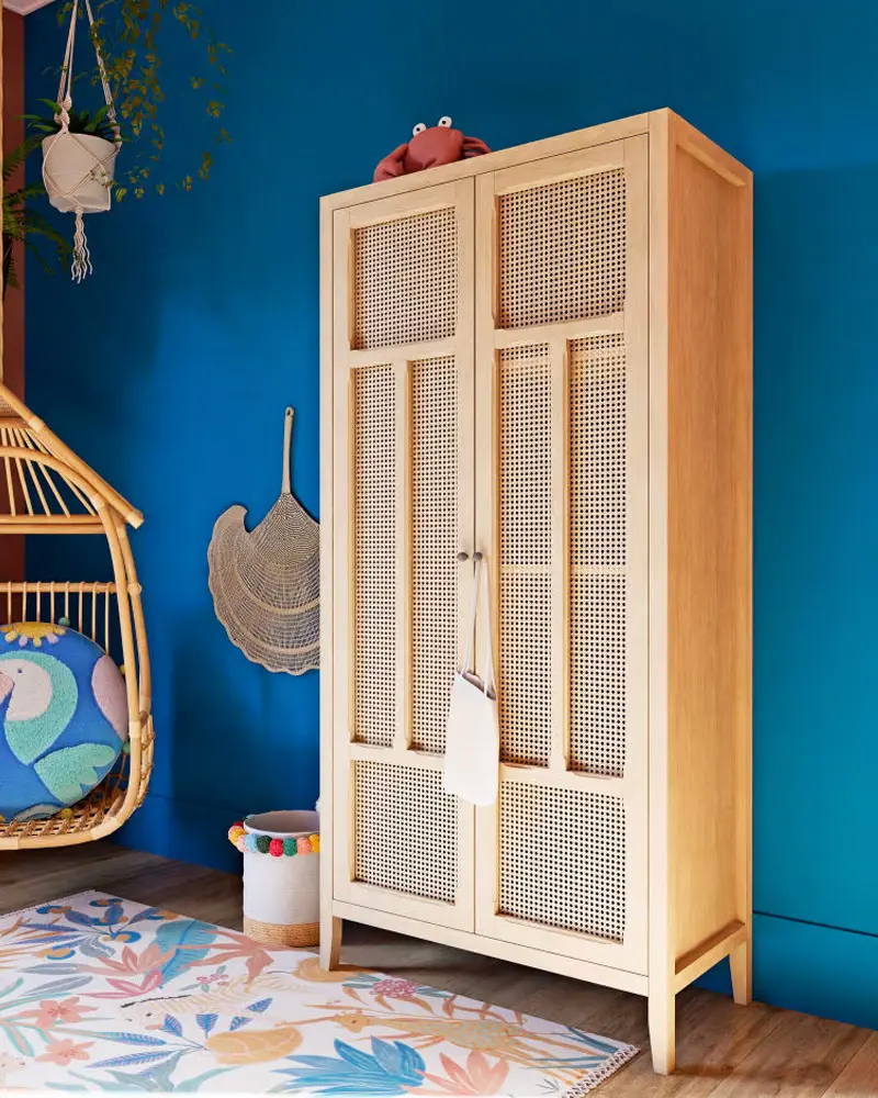 armoire bois cannage enfant