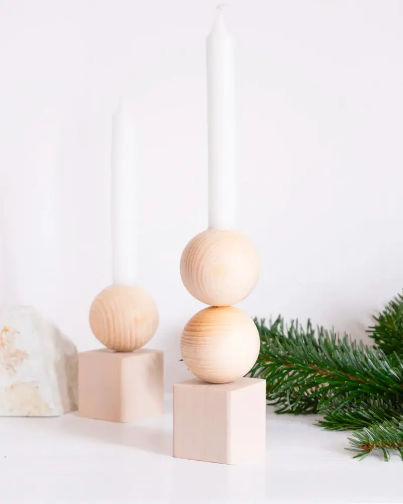 bougeoir noel bois diy géométrique