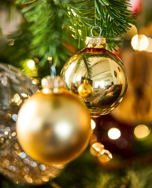 boule noel verre dore