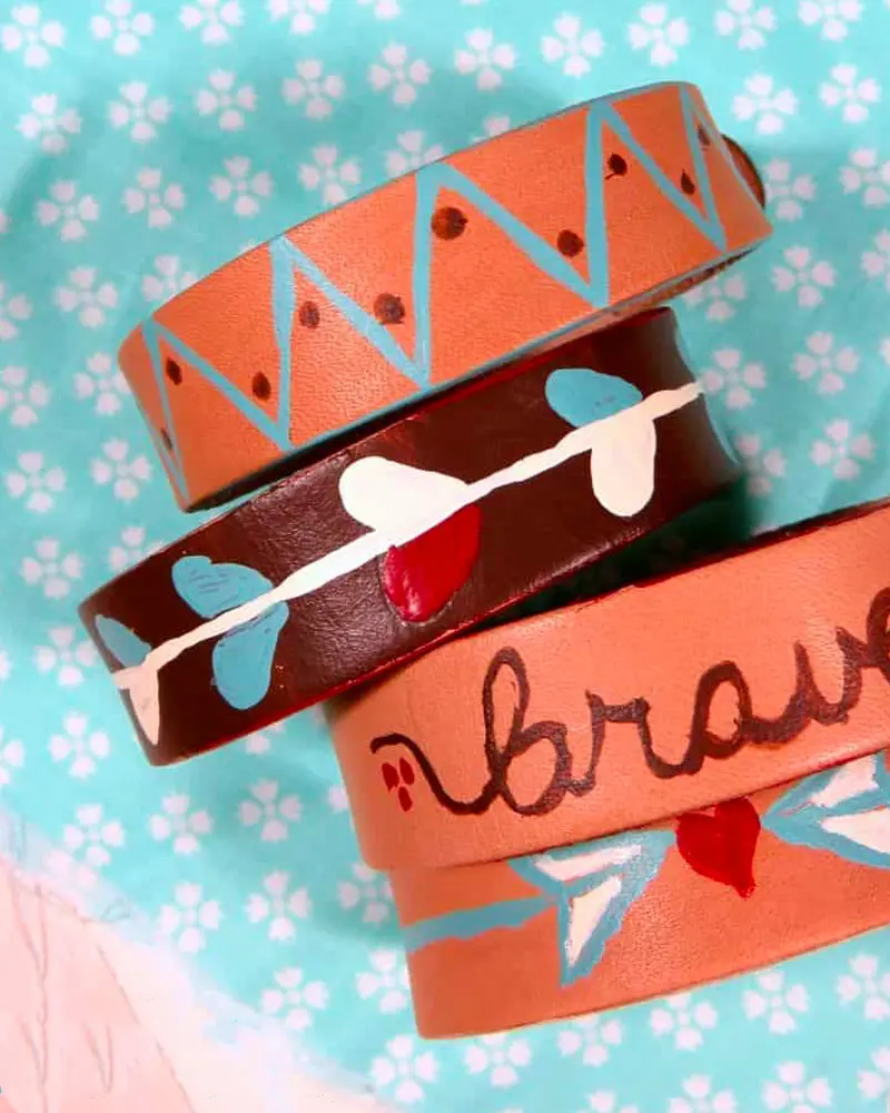 bracelet cuir peint diy