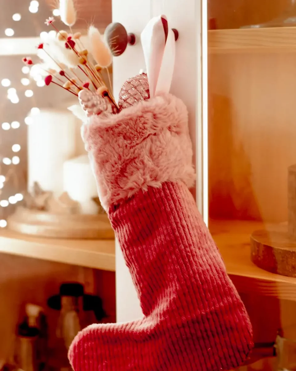 chaussette noel diy velours fourrure