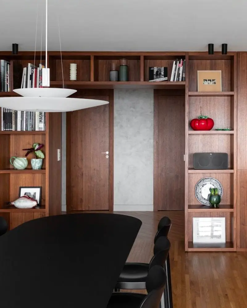 deco appartement moderne marbre bois salle a manger