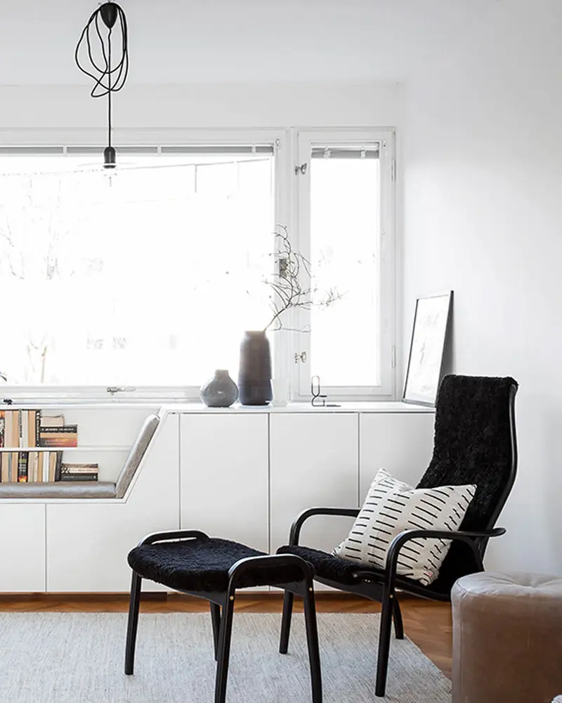 deco appartement moderne scandinave noir blanc salon
